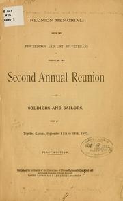 Cover of: Reunion memorial ...: 2d, Topeka; Sept. 11-16, 1882.
