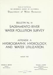 Cover of: Sacramento River water pollution survey by California. Dept. of Water Resources.
