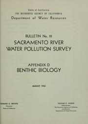 Cover of: Sacramento River water pollution survey by California. Dept. of Water Resources.