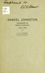 Cover of: Samuel Johnston, governor of North Carolina, 1787-1789. by Robert Digges Wimberly Connor