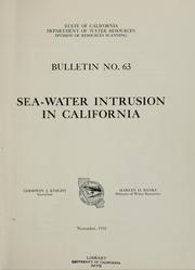 Cover of: Sea water intrusion in California. by California. Dept. of Water Resources.