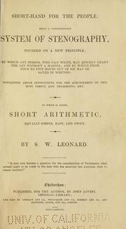 Short-hand for the people: being a comprehensive system of stenography by S. W. Leonard