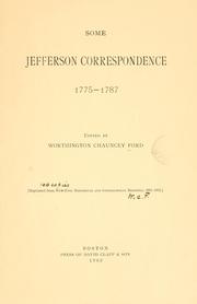 Cover of: Some Jefferson correspondence, 1775-1787