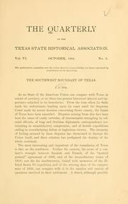 Cover of: The southwest boundary of Texas ... by Isaac Joslin Cox