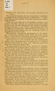 Cover of: Speech of Governor William C. Oates of Alabama, delivered at Chattanooga, Tenn., September 20th, 1895, on the battles of Chichamauga and Chattanooga.