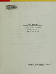 Cover of: State of Montana, Department of Business Regulation audited financial statement: with supplemental material, June 30, 1981 and 1980