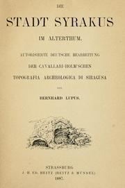 Cover of: Die stadt Syrakus im Alterthum. by Cristoforo Cavallari