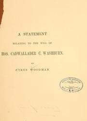 Cover of: statement relating to the will of Hon. Cadwallader C. Washburn.