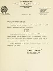 Cover of: State of Montana Comprehensive Employment and Training Act subgrant numbers 76-56058, 76-56061, and 76-56064 awarded to the city of Great Falls: report on examination of financial statements