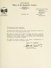Cover of: State of Montana, Legislative Council, financial-compliance audit for the two fiscal years ended June 30, 1987