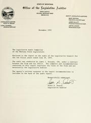Cover of: State of Montana, Legislative Council, financial-compliance audit for the two fiscal years ended June 30, 1993