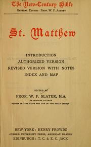 Cover of: St. Matthew by William Fletcher Slater