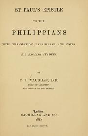 Cover of: St. Paul's Epistle to the Philippians: with translation, paraphrase, and notes for English readers