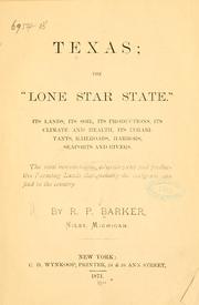 Cover of: Texas: the Lone star state. | R. P. Barker