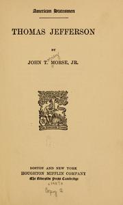 Cover of: Thomas Jefferson by John Torrey Morse