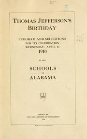 Cover of: Thomas Jefferson's birthday.: Program and selections for its celebration.