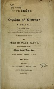 Cover of: Thérèse, the Orphan of Geneva: a drama in three acts