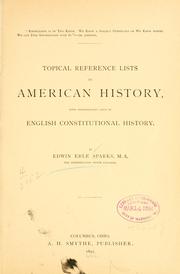 Cover of: Topical reference lists in American history