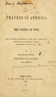 Cover of: Travels in America.: The poetry of Pope.