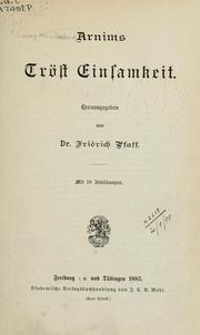 Cover of: Tröst Einsamkeit