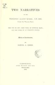 Cover of: Two narratives of the expedition against Quebec, A.D. 1690, under Sir William Phips.