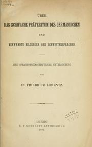 Cover of: Ueber das schwache Präteritum des germanischen by Friedrich Lorentz
