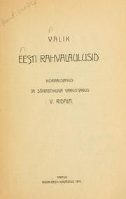 Valik eesti rahvalaulusid by V. Ridala