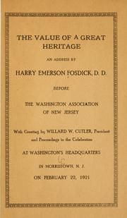 Cover of: The value of a great heritage by Harry Emerson Fosdick