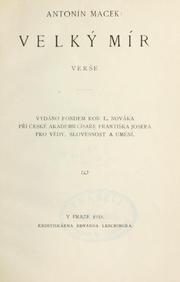 Cover of: Velký mír: vere.