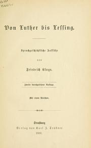 Cover of: Von Luther bis Lessing by Friedrich Kluge