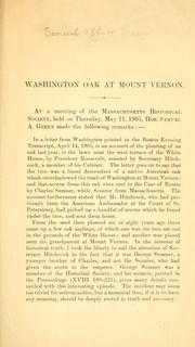 Cover of: Washington oak at Mount Vernon. by Samuel A. Green