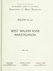 Cover of: West Walker River investigation by California. Dept. of Water Resources.