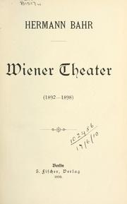 Cover of: Wiener Theater, 1892-1898.