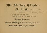 Cover of: [Yearbook] ... 1908/09. by Daughters of the American revolution, Ohio. Mt. Sterling chapter