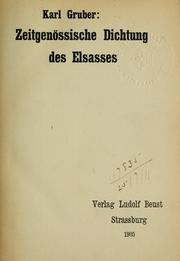 Zeitgenössische Dichtung des Elsasses by Karl Gruber
