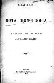 Nota cronologica by Ettore Callegari