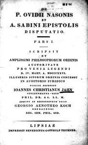 Cover of: De P. Ovidii Nasonis et a Sabini epistolis disputatio. by Johann Christian Jahn