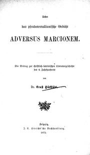 Cover of: Ueber das pseudotertullianische Gedicht Adversus Marcionem