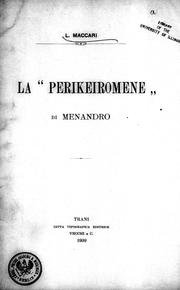 Cover of: La Perikeiromene di Menandro by L. Maccari.