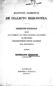 Quaestiones grammaticae de dialecto Herodotea by Reinhold Merzdorf