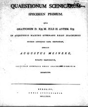 Cover of: Quaestionum scenicarum specimen primum by indicit Augustus Meineke.