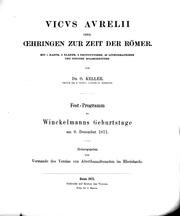 Cover of: Vicvs Avrelii oder hringen zur Zeit der Römer: mit 1 Karte, 2 Plänen, 2 Phototypieen, 52 Lithographieen und einigen Holzschnitten