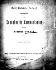 Caroli Gabrielis Cobeti emendationes ad Xenophontis Commentarios by Karl Gabriel Cobet