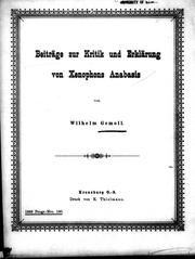 Cover of: Beiträge zur kritik und erklärung von Xenophons Anabasis