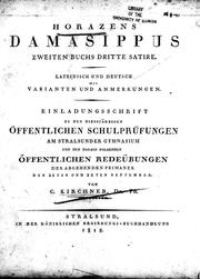 Cover of: Horazens Damasippus zweiten Buchs dritte Satire by C. Kirschner
