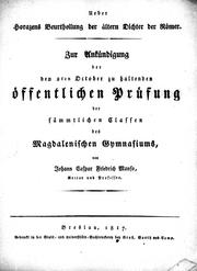Cover of: Ueber Horazens Beurtheilung der alten Dichtern der Römer