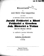 Cover of: Dissertatio de Auli Gellii vitae temporibus