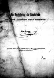 Cover of: Die Überlieferung der Bruchstucke von Varros Antiquitates rerum humanarum