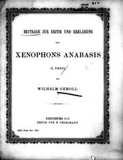 Cover of: Beiträge zur kritik und erklärung von Xenophons Anabasis by von Wilhelm Gemoll.