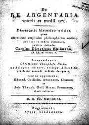 Cover of: De re argentaria veteris et medii aevi by Carolus Dietericus Hüllmann.